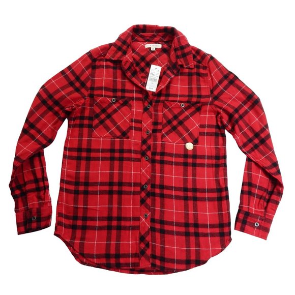 PacSun L.A Hearts Womens Plaid Long Sleeve Button Down Flannel Red Black Size XS - Picture 1 of 8
